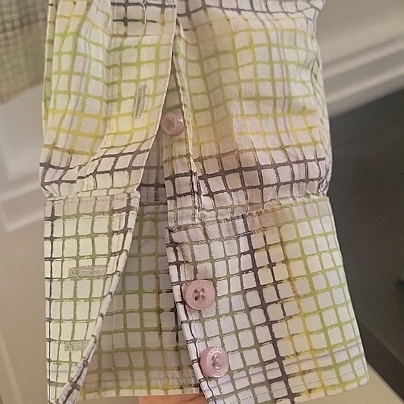 AX ARMANI EXCHANGE Men's Casual Checkered Shirt - Green and Purple, LARGE - Picture 4 of 5